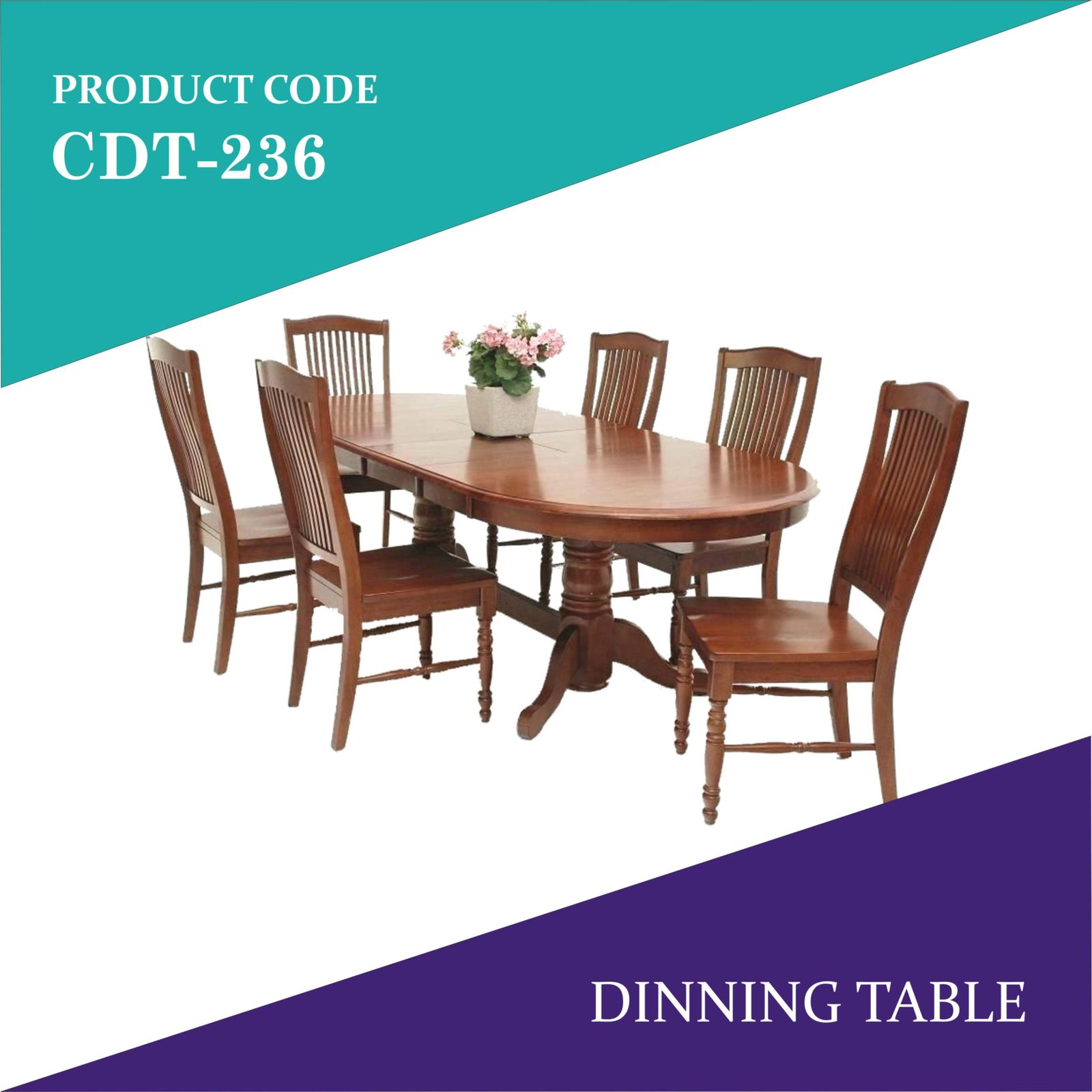 Dining table - CDT236 Sal Wood Six Chair Dining table