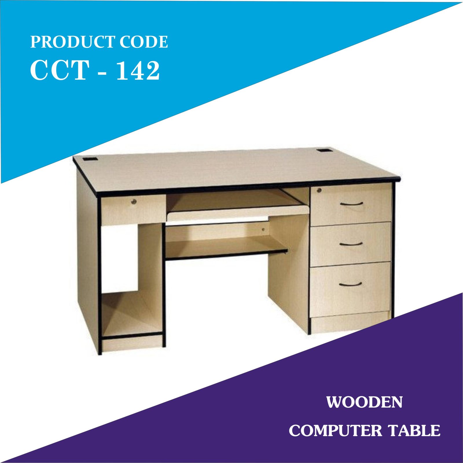 Wooden computer table - CCT142 Laminated White computer table