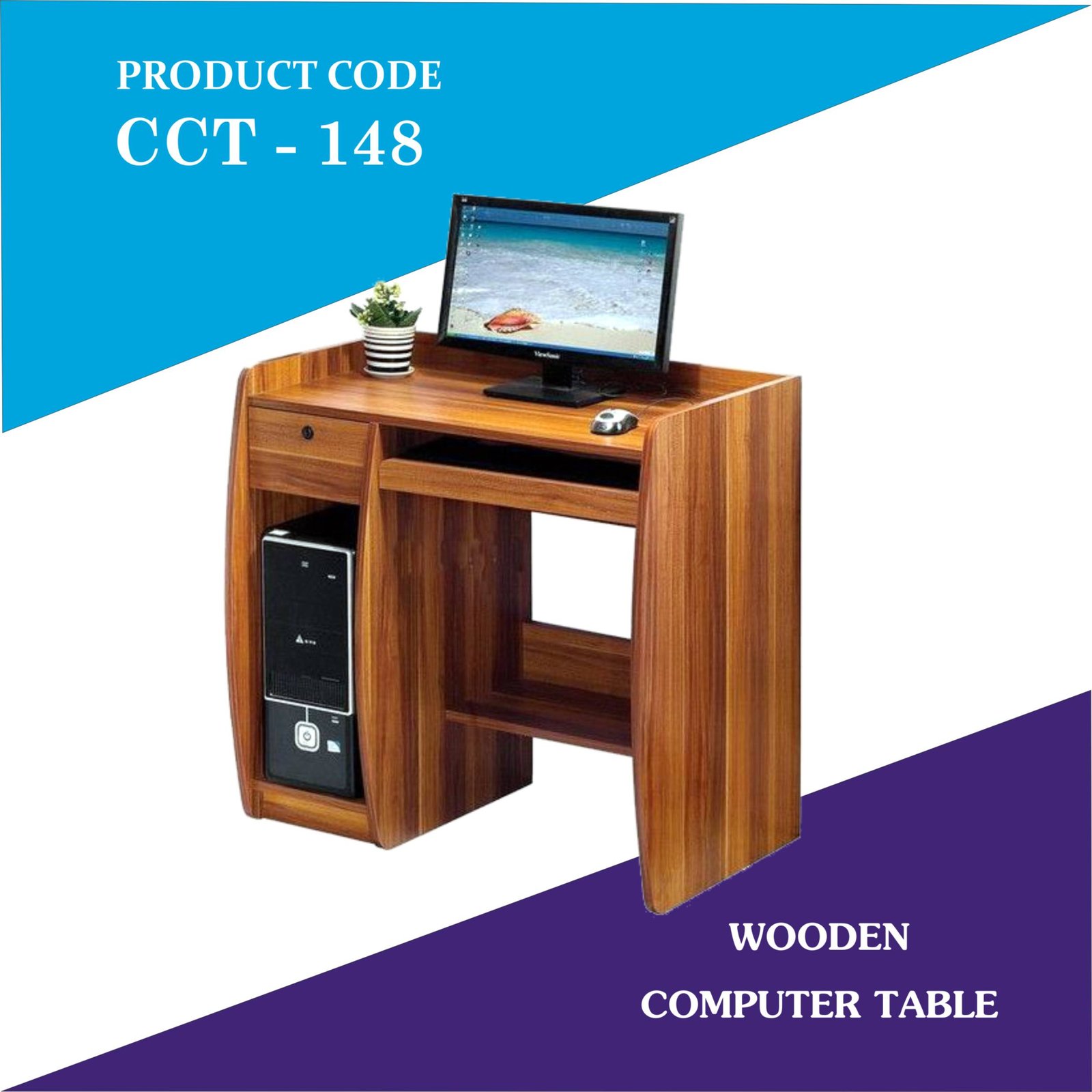 Wooden computer table - CCT148 Laminated Brown computer table